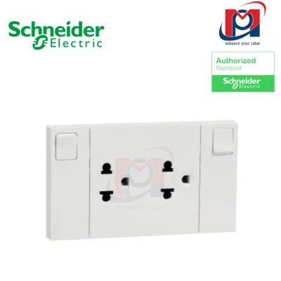 Ổ cắm đôi 3 chấu 16A có công tắc, size E AvatarOn A - Schneider - M3T_SIS_WE