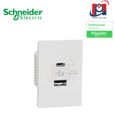 Ổ cắm sạc đôi USB type A+C, 2.4A AvatarOn A - Schneider - M3T_USB2_WE