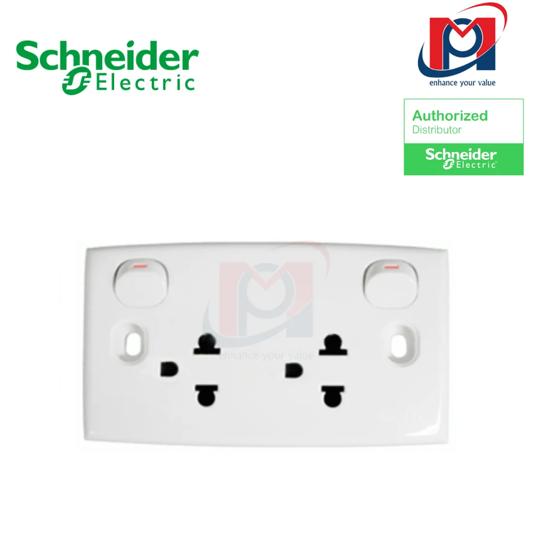 Ổ cắm đôi 3 chấu có công tắc - Schneider - E25UES_G19