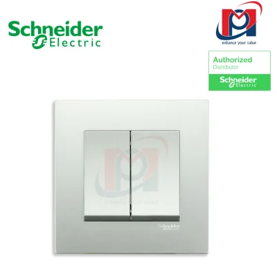 Bộ công tắc đôi 2 chiều 16AX Vivace - Schneider - Màu Bạc - KB32_AS_G19