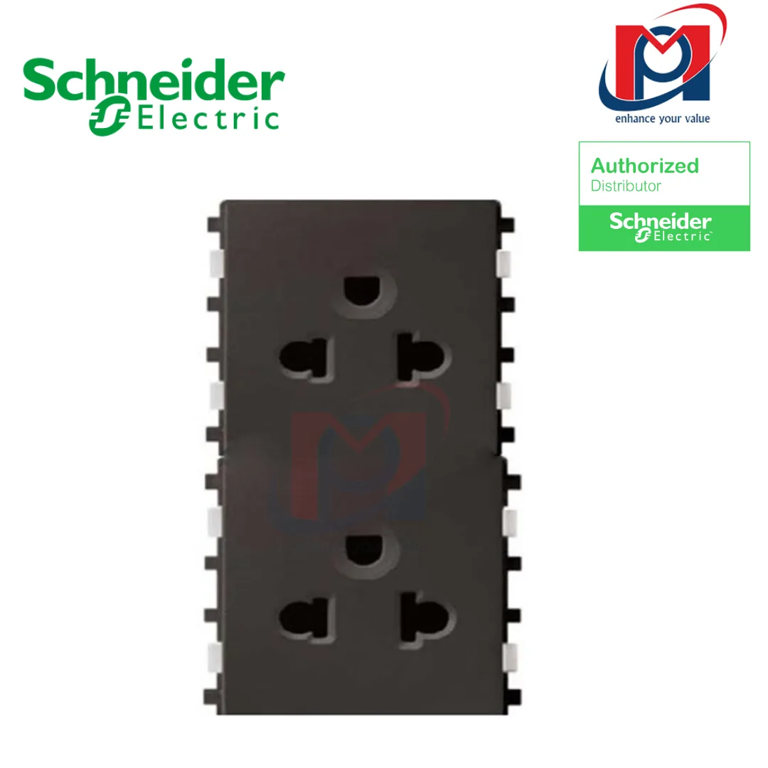Ổ cắm đôi 3 chấu, size L Zencelo A - Schneider - màu đồng - 84426LUES2_BZ_G19
