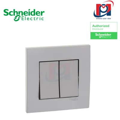 Bộ công tắc đôi 1 chiều 16AX Vivace - Schneider - Màu Bạc - KB32_1_AS_G19