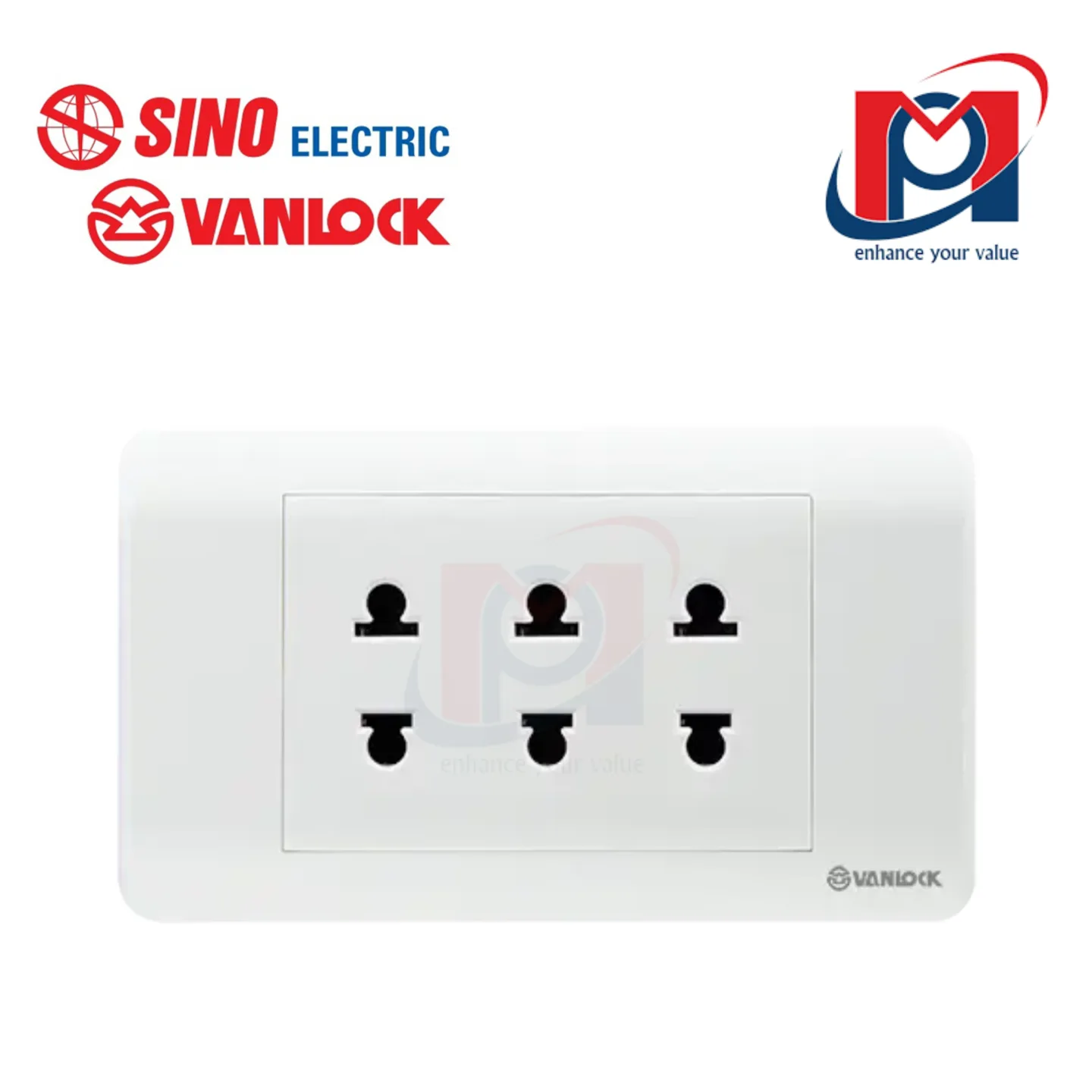 3 ổ cắm 2 chấu 16A ZL - Sino Vanlock - ZLU3