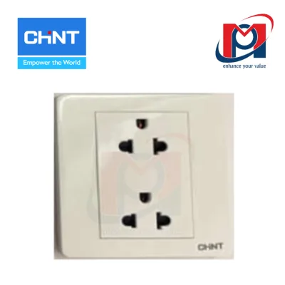 Ổ cắm 3 chấu đôi 16A 250V - CHINT - 379106