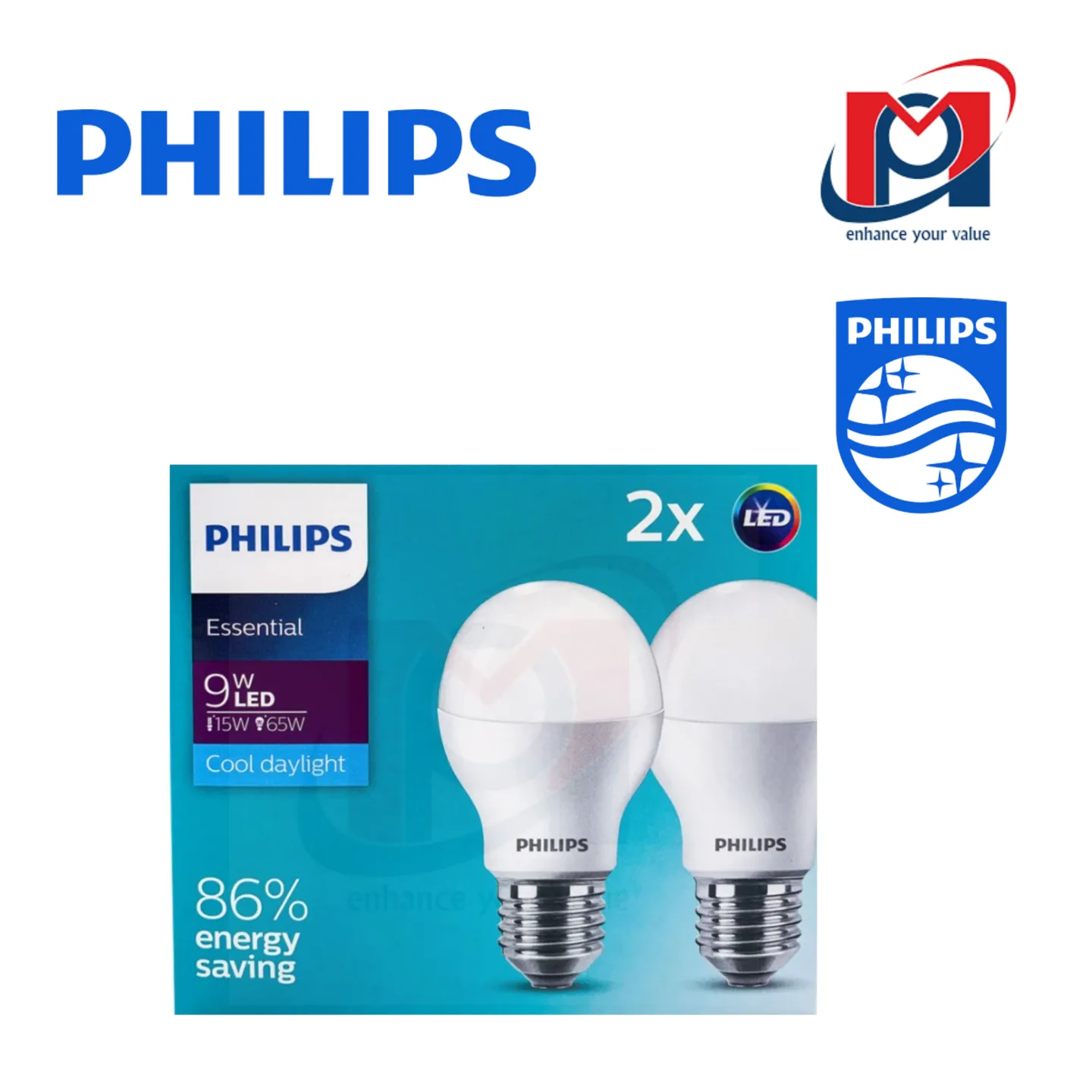Bộ 2 bóng đèn ESS LEDBulb 9W E27 3000/6500K 230V 2CT/6 APR - PHILIPS