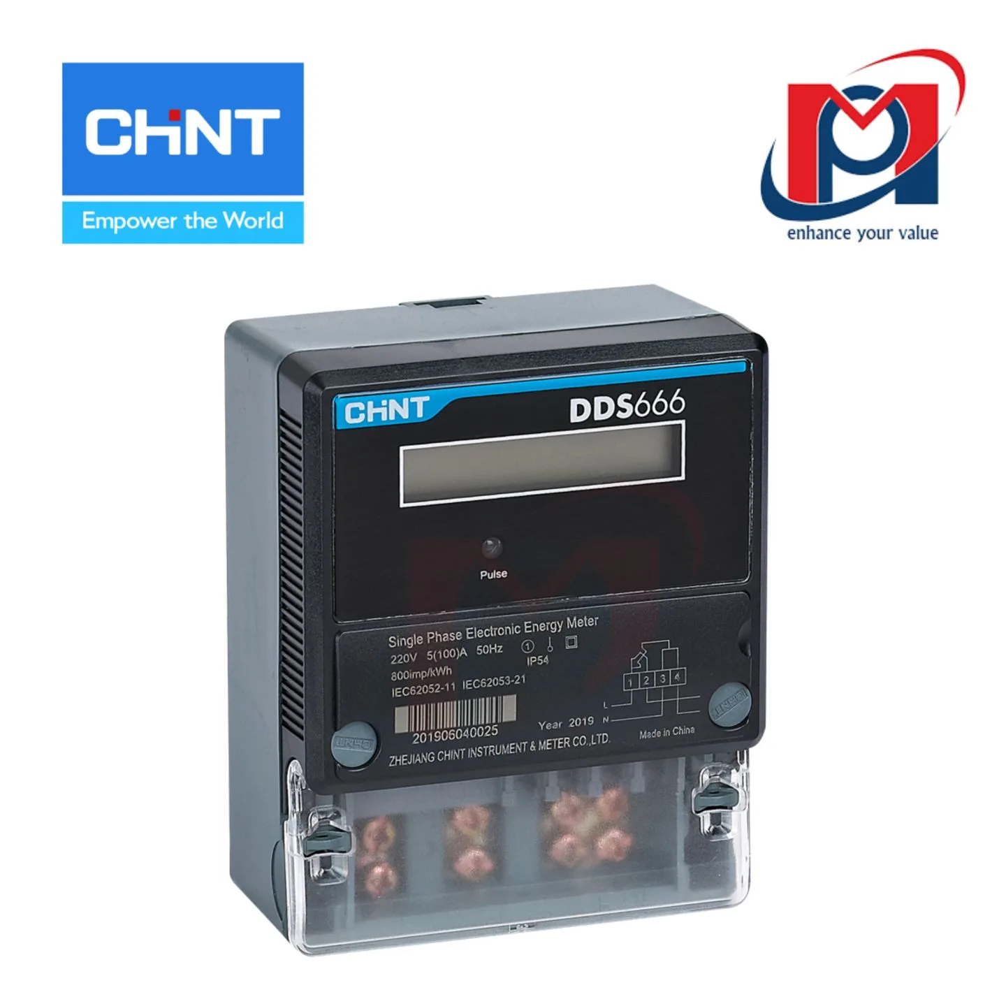 Đồng hồ đo điện DTS634 220/380V10(100)A LCD N-IR RS485 - CHINT - 252607