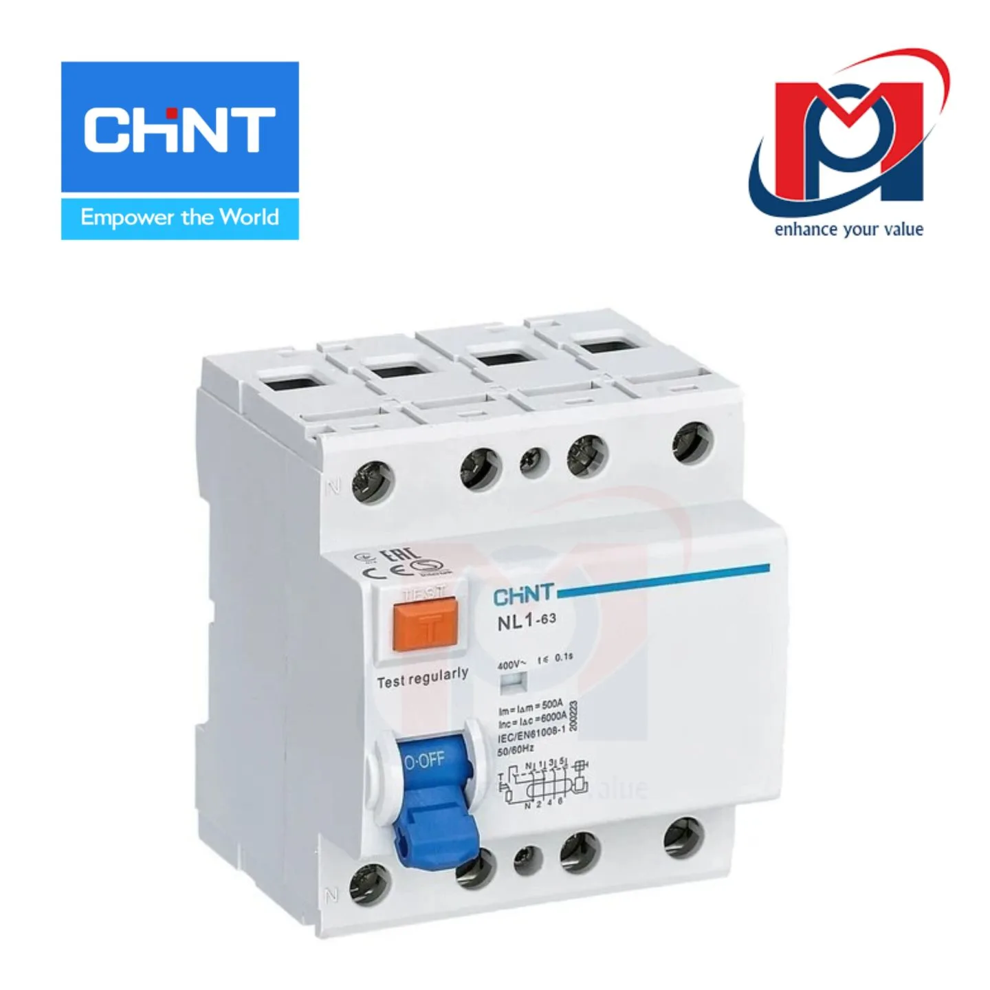 Cầu dao RCCB NL1-63 4P 25A 300mA AC 10kA DB - CHINT - 200389
