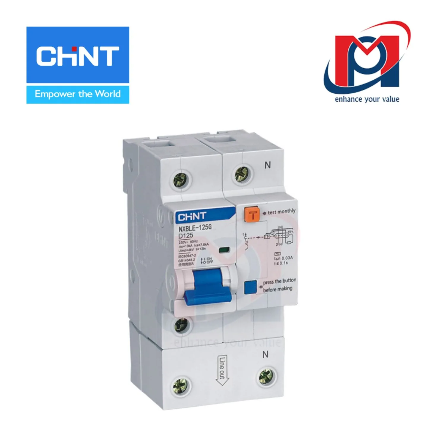 Cầu dao chống dòng rò RCBO NXBLE-125 1P+N C100 100mA - CHINT - 820502