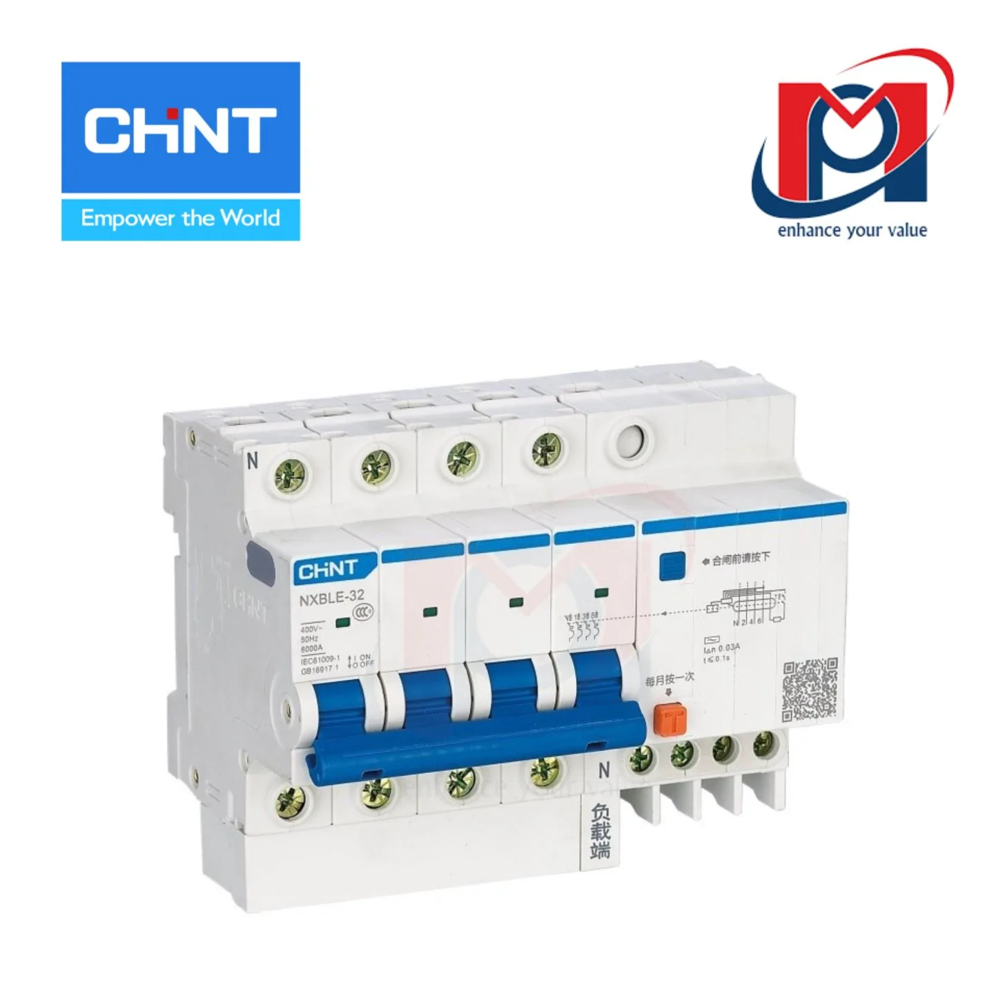 Cầu dao chống dòng rò RCBO NXBLE-32 4P C10 300mA 6kA - CHINT - 819565