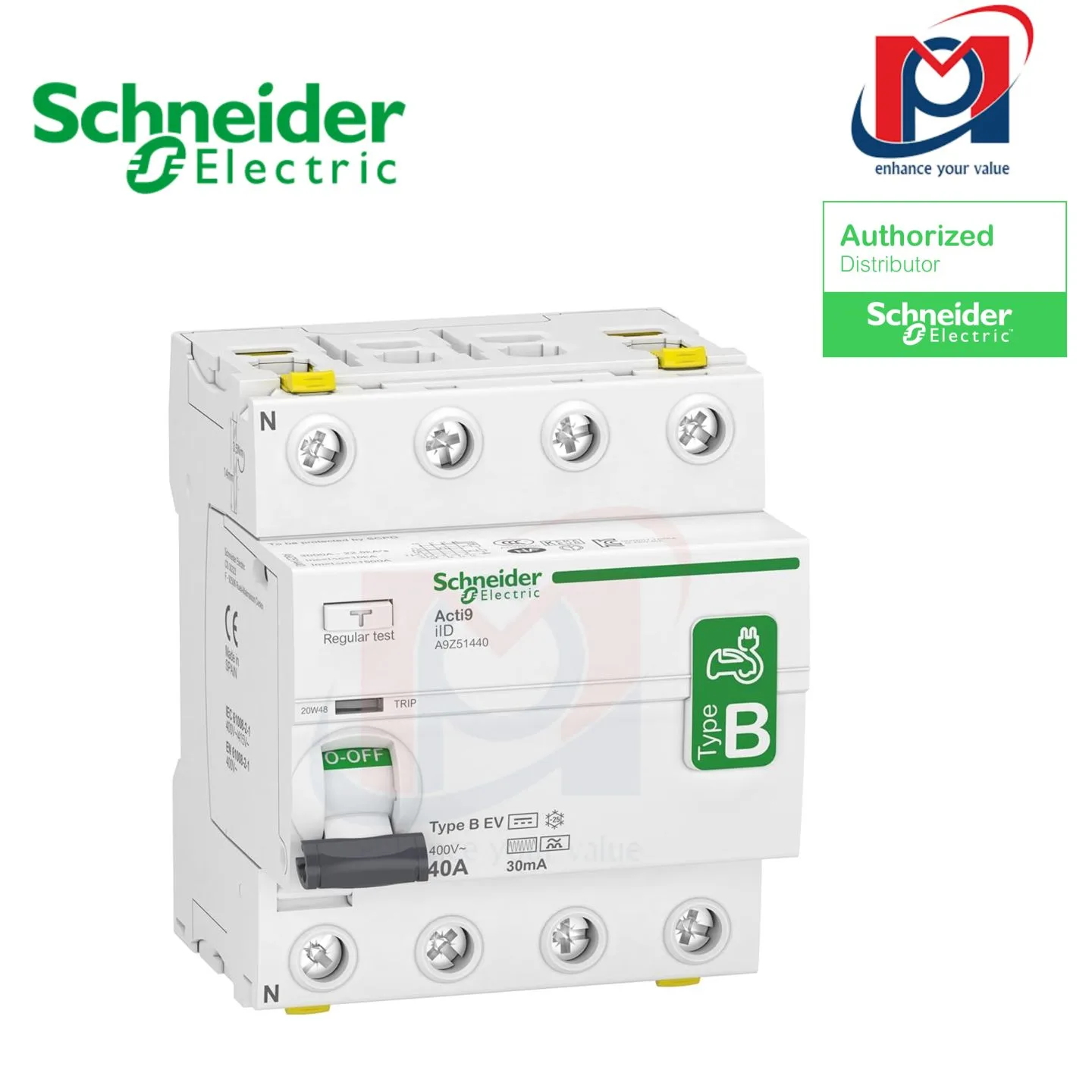 RCCB Acti9 iID 2P 40A 30mA B-SI RCCB - Schneider - A9Z61240