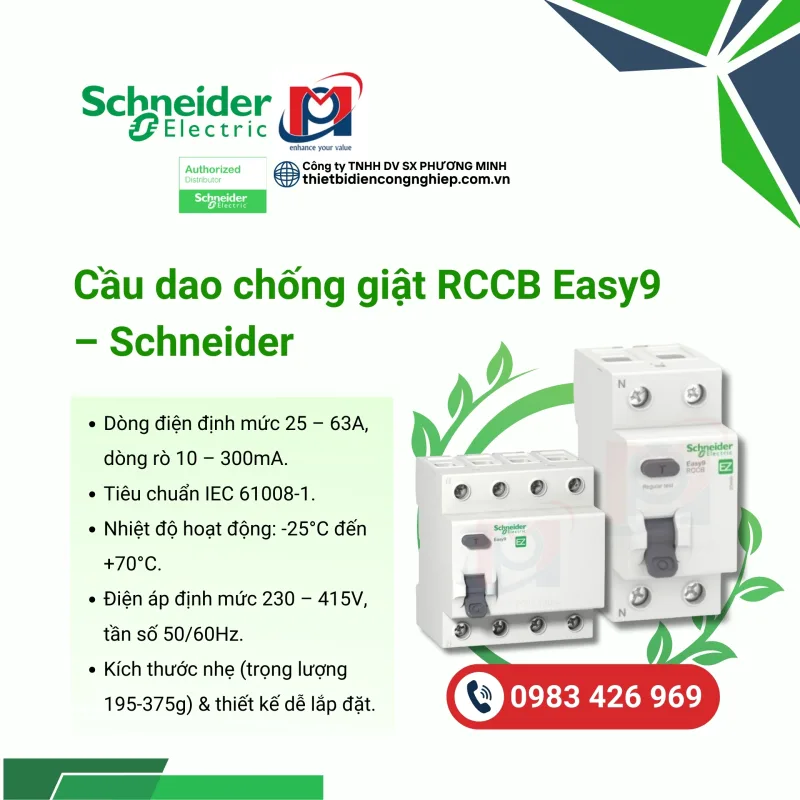 Cầu dao chống giật RCCB Easy9 – Schneider
