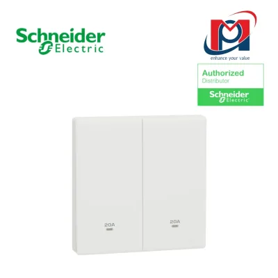 Bộ công tắc đôi 2 cực 20A, có đèn LED Schneider Vivace E KBN32D20N_WE