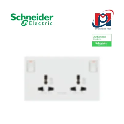 Bộ ổ cắm đôi đa năng 16A có công tắc Schneider Vivace E KBNT25_IS_WE
