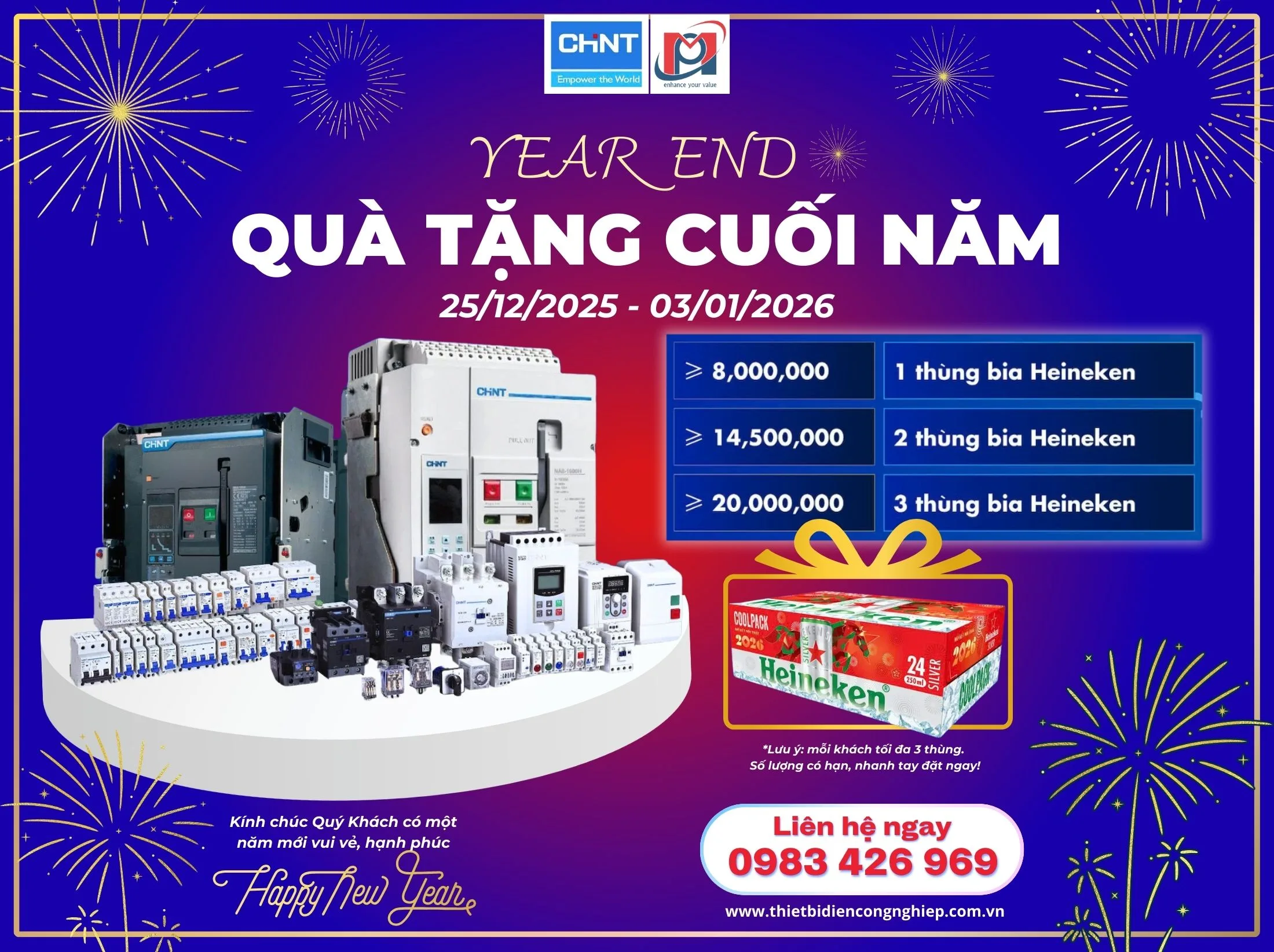 Thiết bị điện Chint khuyến mãi cuoi nam tại Phuong Minh