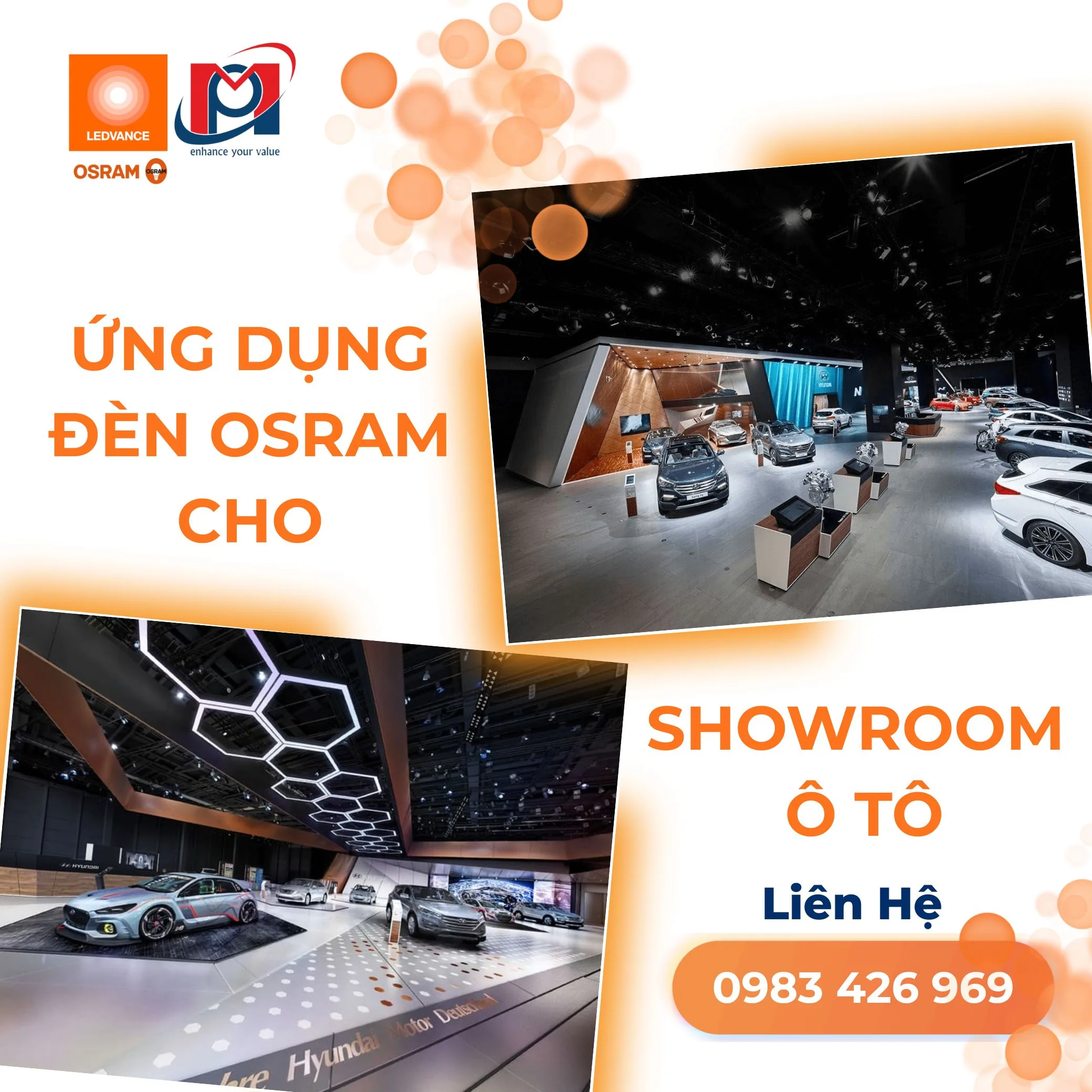 ỨNG DỤNG ĐÈN OSRAM CHO SHOWROOM Ô TÔ
