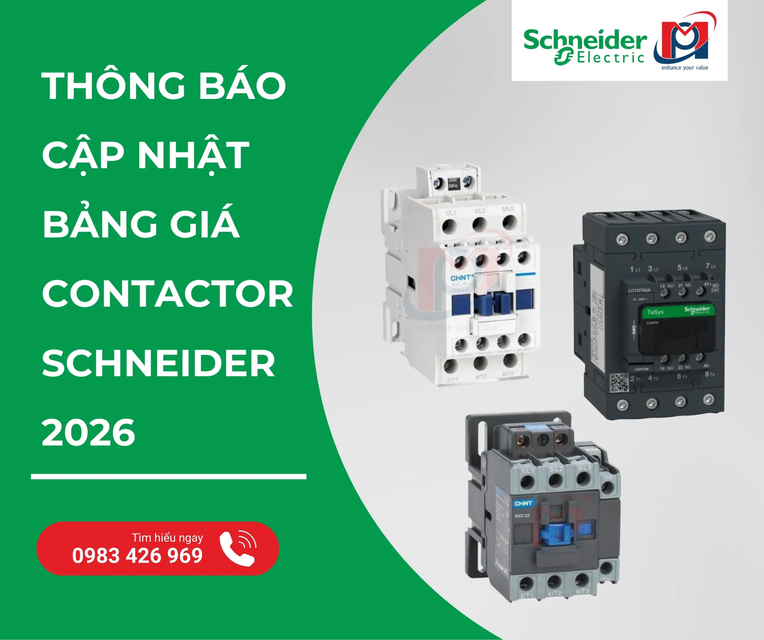 thong bao cap nhat bang gia contactor schneider 2026
