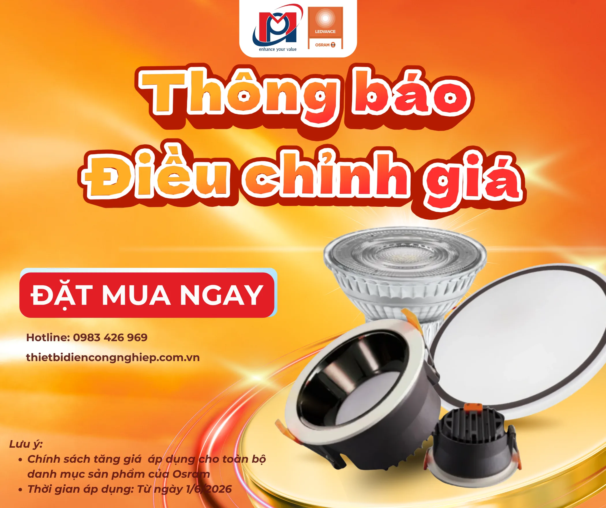 THÔNG BÁO ĐIỀU CHỈNH GIÁ SẢN PHẨM LEDVANCE/OSRAM